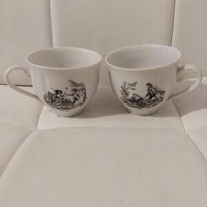 *RARE* Vintage Haas & Czjzek Porcelain Tea Cups Made in Czech Republic Set of 2